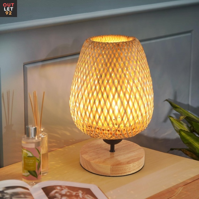 Bambusest öölamp, käsitsi valmistatud, E27 pesa, looduslik