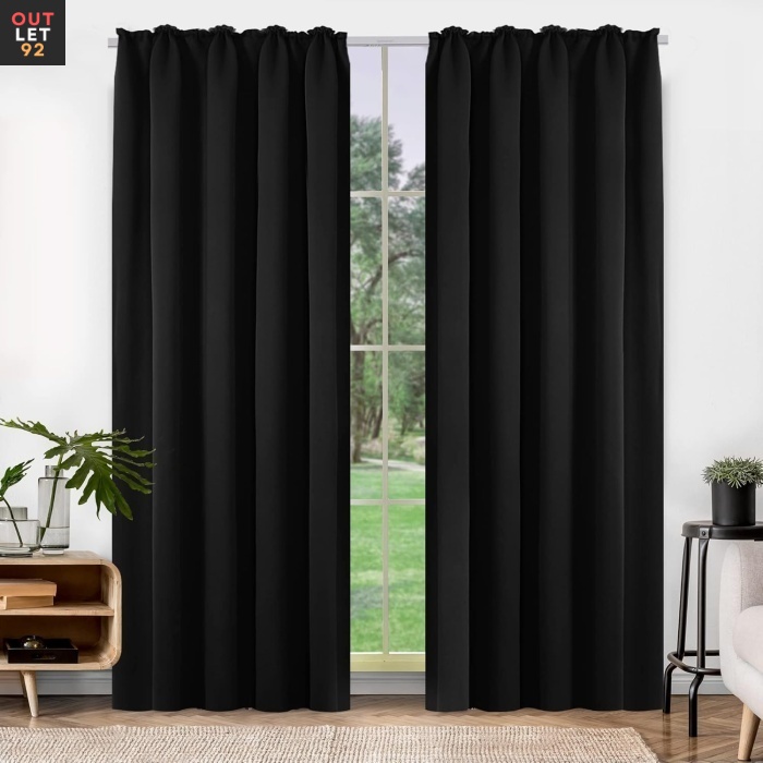 Pimendavad termokardinad 160x132cm, krookepaelaga, must, 2tk