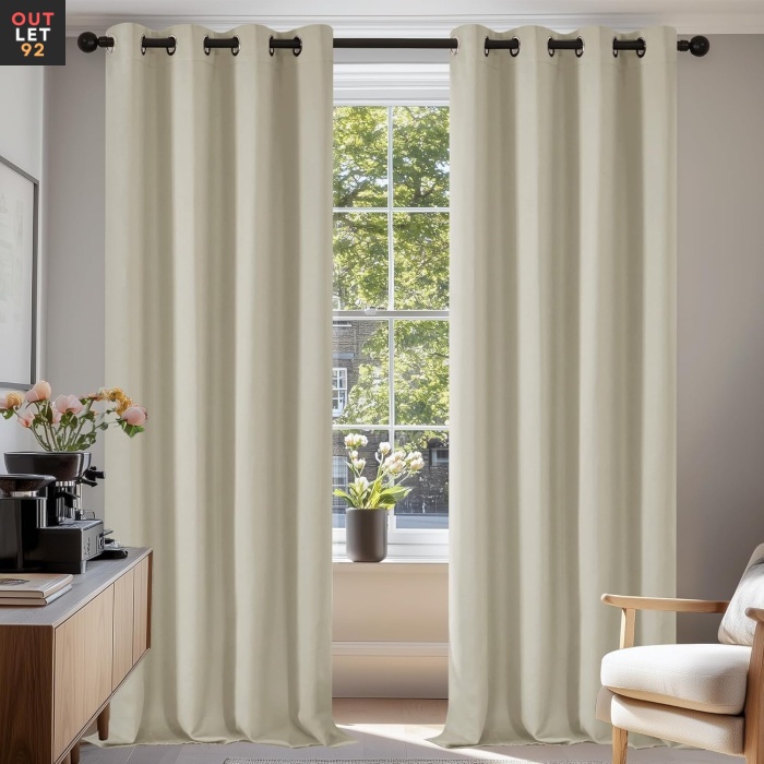 Pimendavad termokardinad 140x270cm, rõngastega, beeš, 2tk