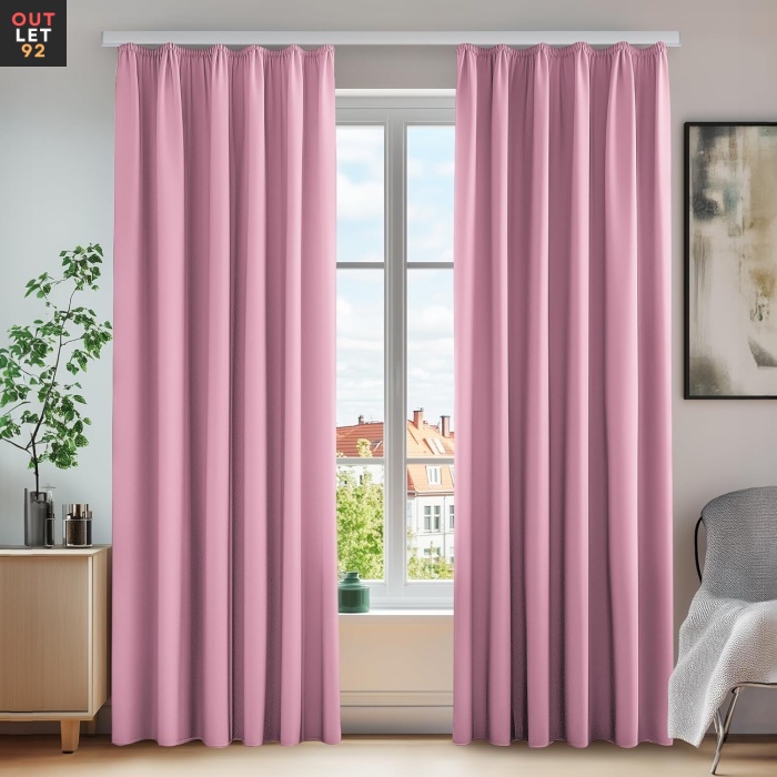Pimendavad termokardinad 200x140cm, krookepaelaga, roosa, 2tk