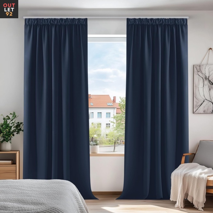 Pimendavad termokardinad 200x140 cm, krookepaelaga, tumesinine, 2tk