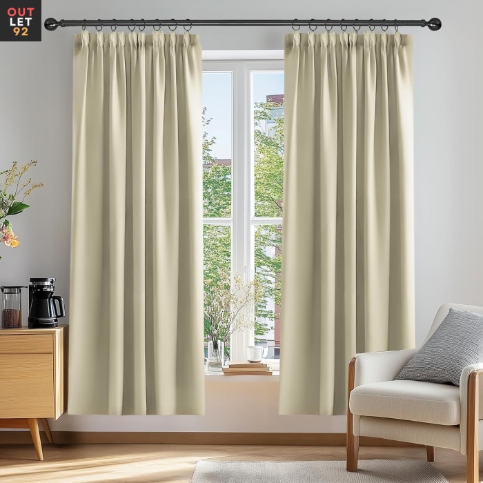 Pimendavad termokardinad 213x107cm, krookepaelaga, beež, 2tk