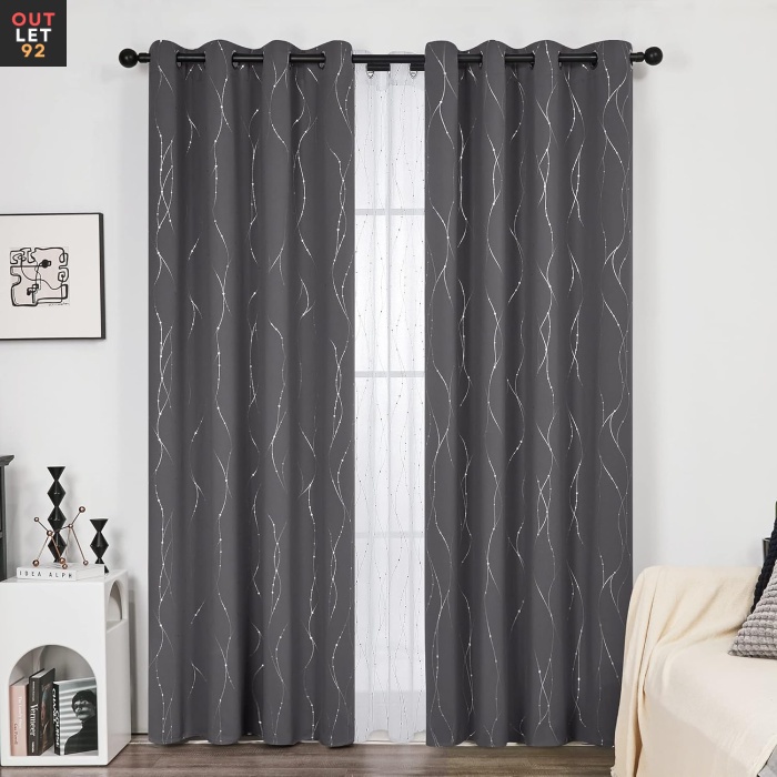 Pimendavad termokardinad 240x140 cm, rõngastega, tumehall, 2tk