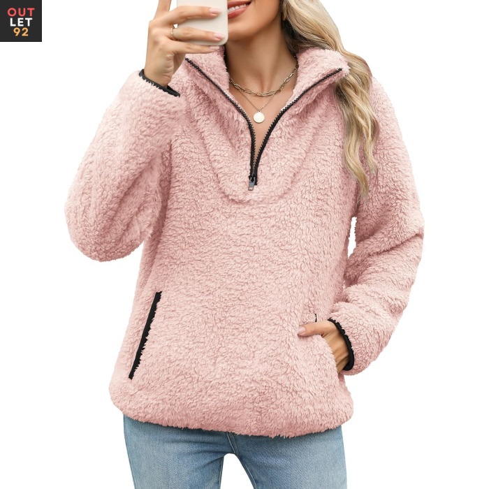 Fliisist pullover 1/4 tõmblukuga, roosa
