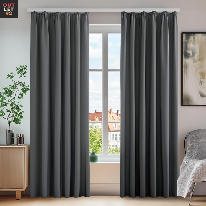Pimendavad termokardinad 175x140 cm, krookepaelaga, tumehall, 2tk