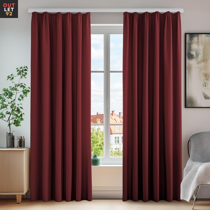 Pimendavad termokardinad 175x140cm, krookepaelaga, punased, 2tk