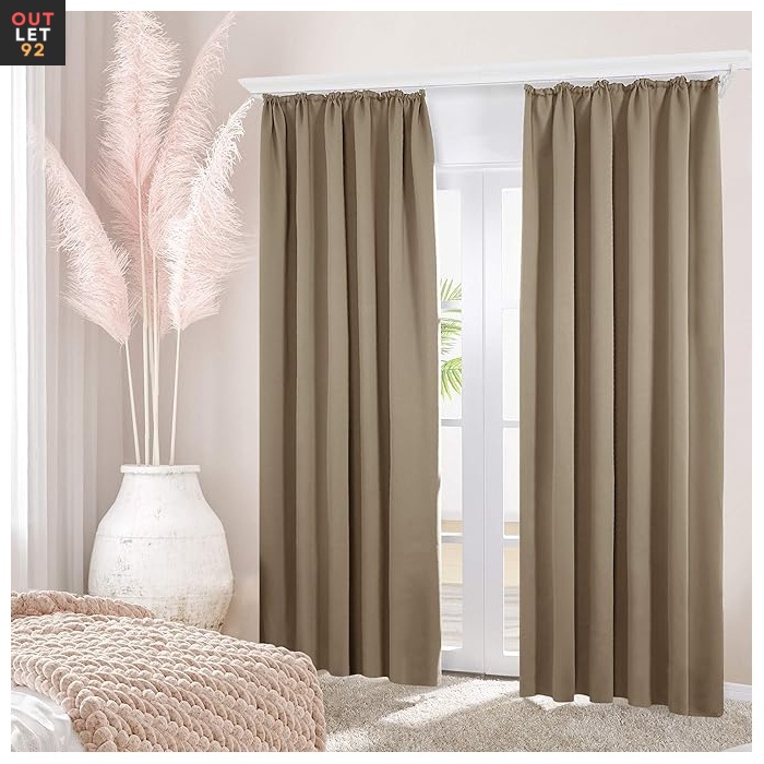 Pimendavad termokardinad 210x140 cm, krookepaelaga, taupe, 2tk