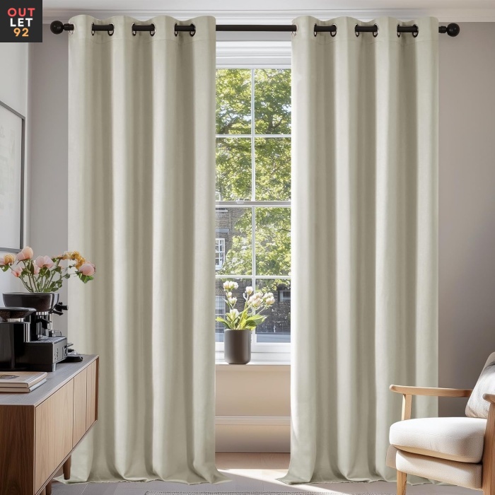 Pimendavad termokardinad 242x132 cm, rõngastega, helebeež, 2tk