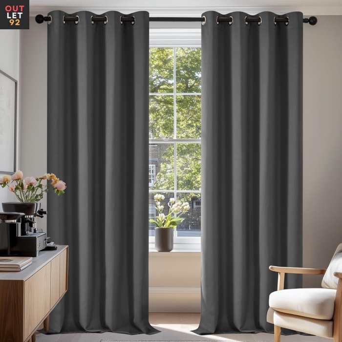 Pimendavad termokardinad 220x140 cm, rõngastega, tumehall, 2tk