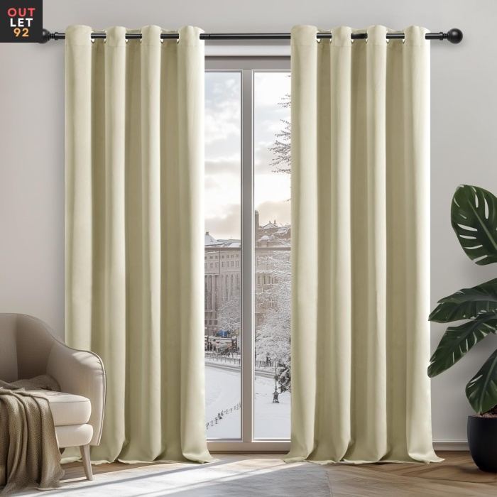 Pimendavad termokardinad 260x140 cm, rõngastega, beeš, 2tk