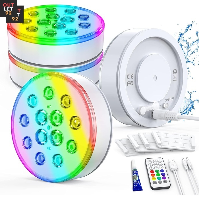 Laetavad veekindlad basseini LED-tuled, 13 LED, USB-laadimine, 16 värvirežiimi, kaugjuhtimispult, IP68
