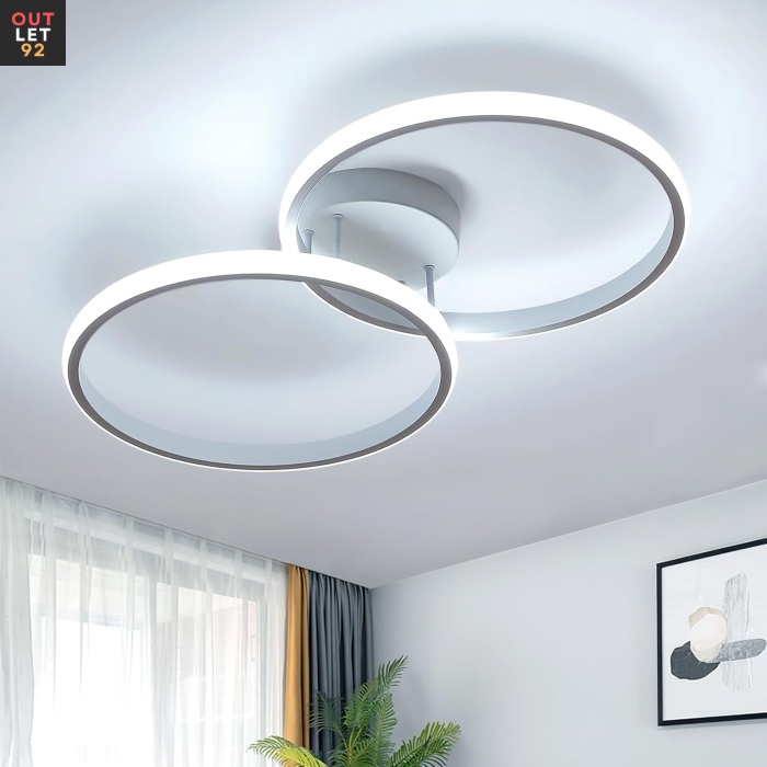 LED laevalgusti, 30 W, 6500 K külm valge, kahe rõngaga disain, 3375 lm, 54 cm