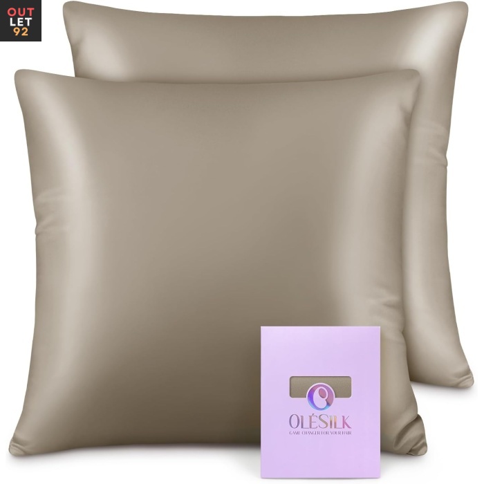 Siidist padjapüürid, 16 momme mooruspuu siid,  40x40 cm, 2 tk, taupe