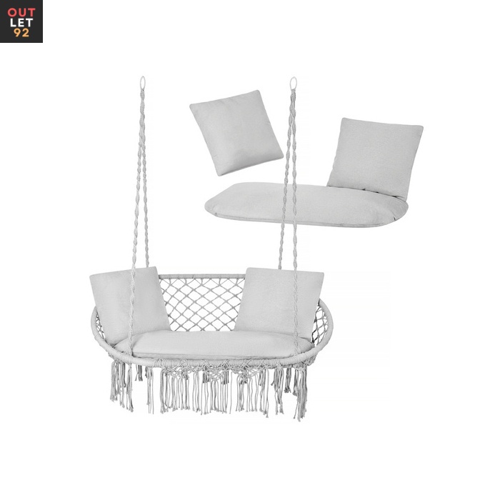 Kiige padi kahekohaline, veekindel, 110x62x12 cm, hall