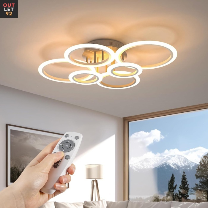 LED laevalgusti, 6 rõngaga, 72 W, dimmerdatav, kaugjuhtimisega, 2800–7000 K