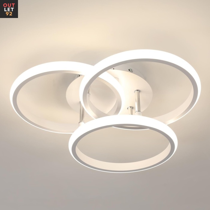 LED laevalgusti, 40W, valge, 3 rõngast, 4500K neutraalne valgus
