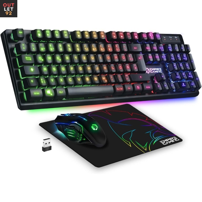 Armor RF800 juhtmevaba mänguriklaviatuur ja hiir QWERTZ, RGB taustvalgus