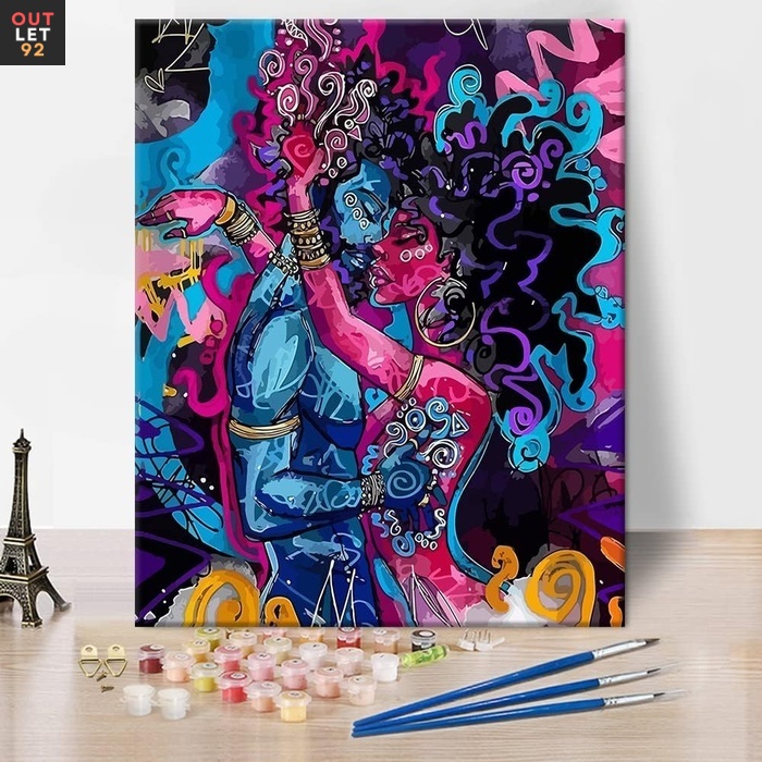  Numbrite järgi maalimise komplekt, 40 x 50 cm lõuend, 3 pintslit ja akrüülvärv, paar
