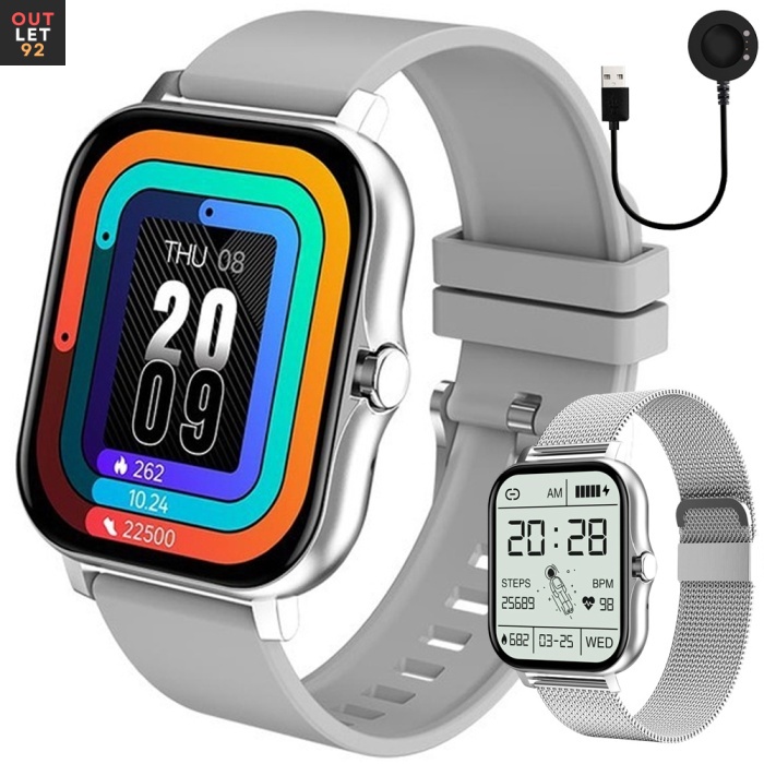 Nutikell Bluetooth kõnedega, sportlik, vahetatav rihm, hall