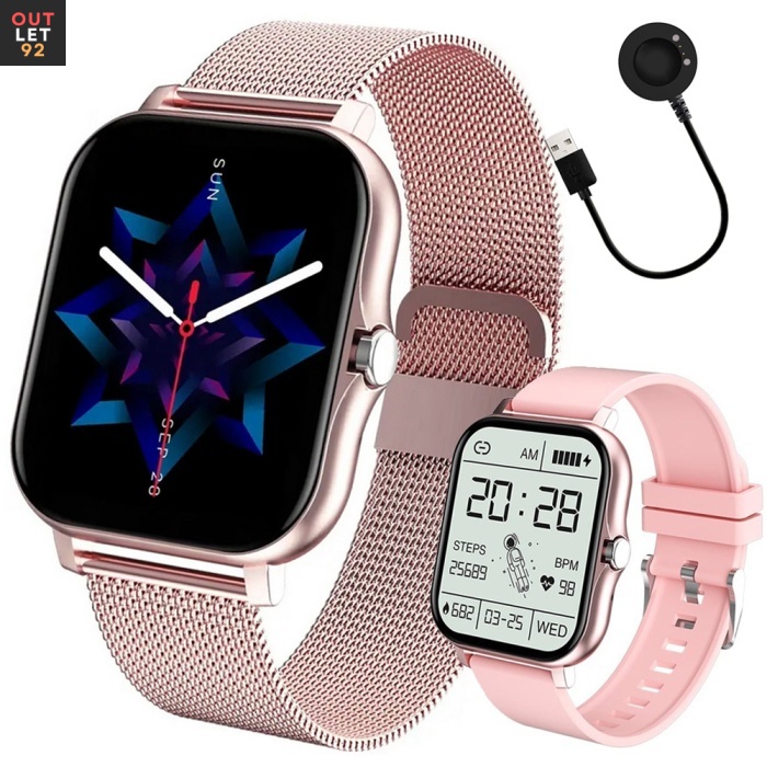 Nutikell Bluetooth kõnedega, sportlik, vahetatav rihm, roosa