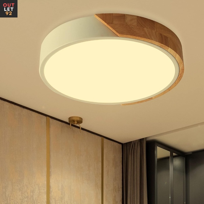 LED laevalgusti, 24 W, tammepuidust äärisega, soe valge 3000 K, Ø30 cm