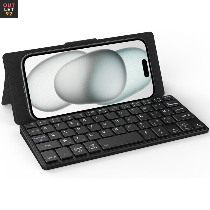 Kokkupandav Bluetooth klaviatuur alusega AZERTY