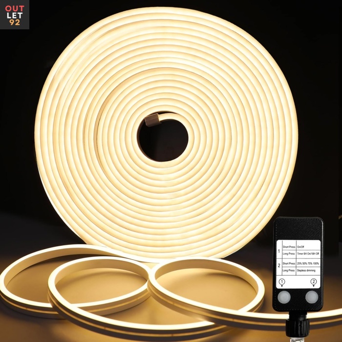 LED valgusriba, 10 m, IP65 veekindel, 2700K soe valge
