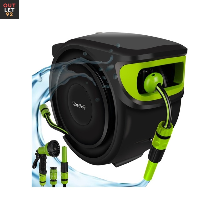 Gardlov automaatne voolikupool 25 m seinakinnitusega must roheline