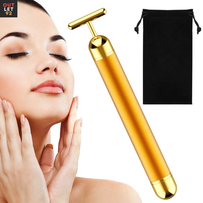 Kuldne vibreeriv näomassaažipulk, pingulav