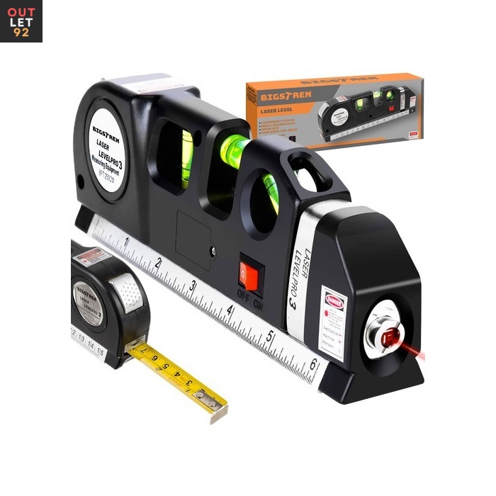 Laserlood mõõdulingiga 250 cm, 3 libellit, laserjoon, punane