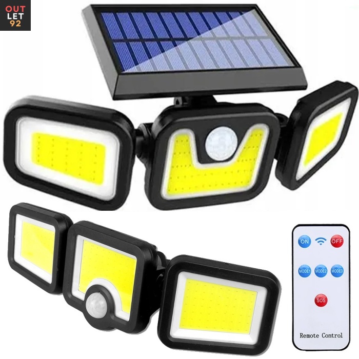 Päikesepaneeliga valgusti 103 COB LED liikumisanduriga