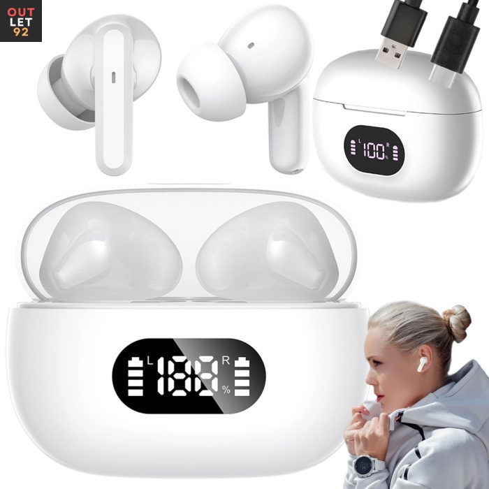 Bluetooth juhtmevabad kõrvaklapid, LED laadimiskarp, mikrofon