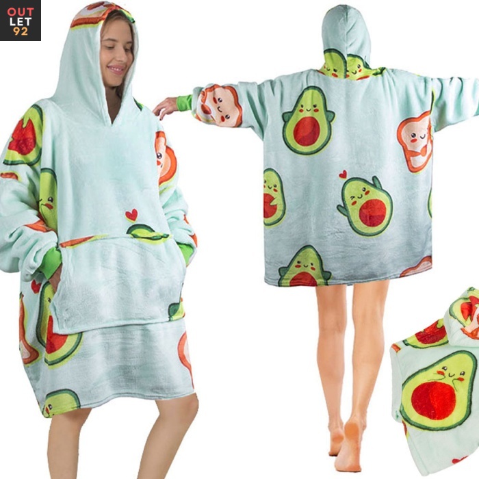 Soe avokaadodisainiga oversize XXL pusa, paks pehme karv ja kapuuts