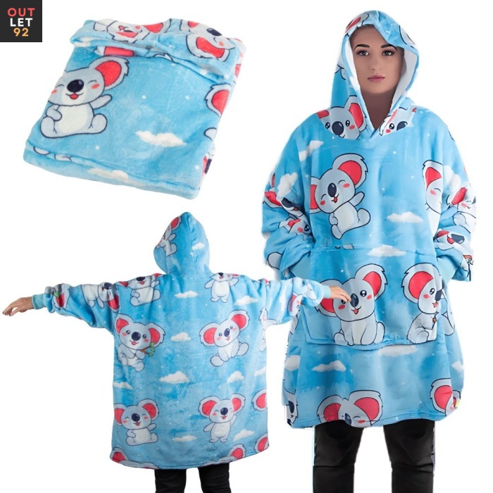 Soe koaalateemaline oversize XXL pusa, paks pehme karv ja kapuuts