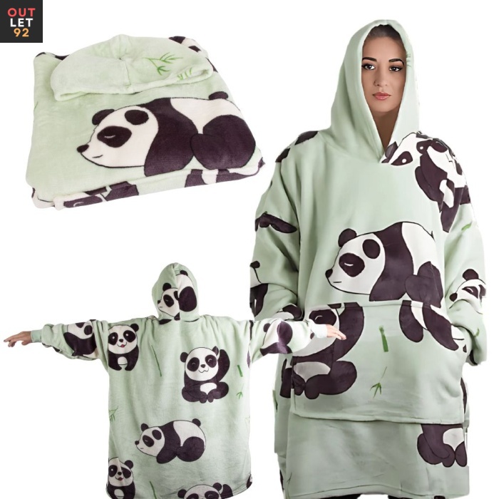 Soe panda oversize XXL pusa, paks pehme karv ja kapuuts