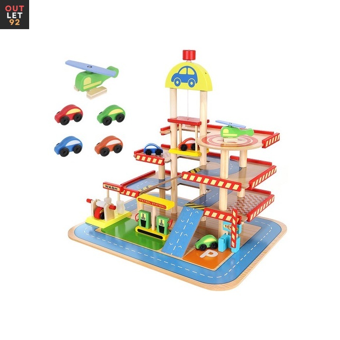 Puidust parkimismaja neljakorruseline, liftiga, 40×50,5×46,5 cm